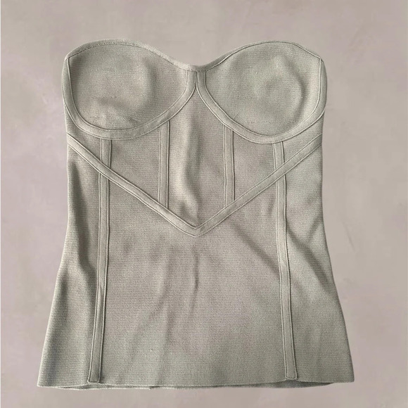 Zara | Taupe Strapless Bustier Stretchy Pull-on Top - Picture 1 of 5